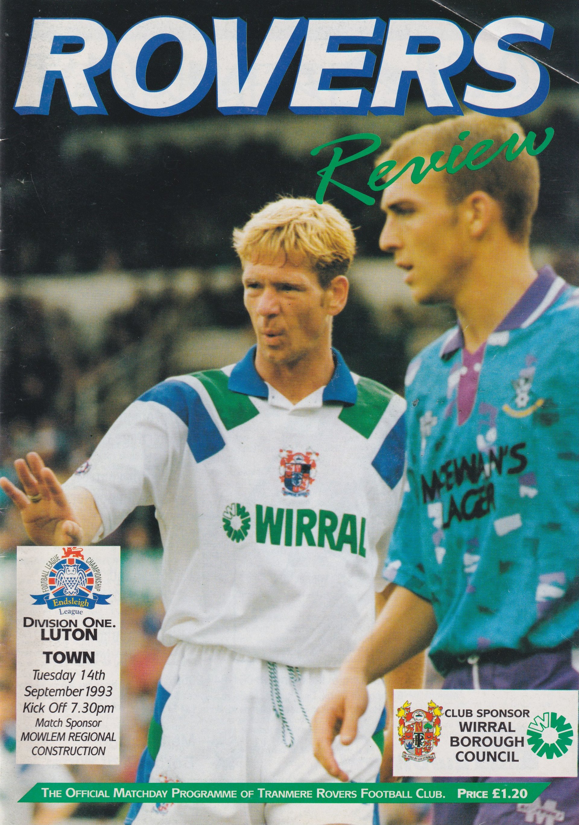 Tranmere Rovers v Luton Town match programme